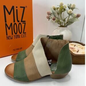 Miz Mooz Celeste Wide Buttery Soft Leather Boot Aloe/Sand Women 37/6.5W Tried On